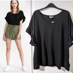 GAP | Short Sleeve Linen Tee In True Black